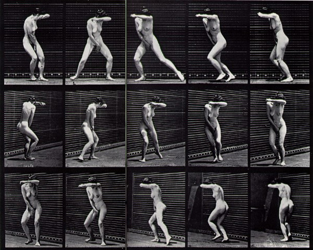 אישה-בתנועה. צילום של אדוארד מייברידג'.
